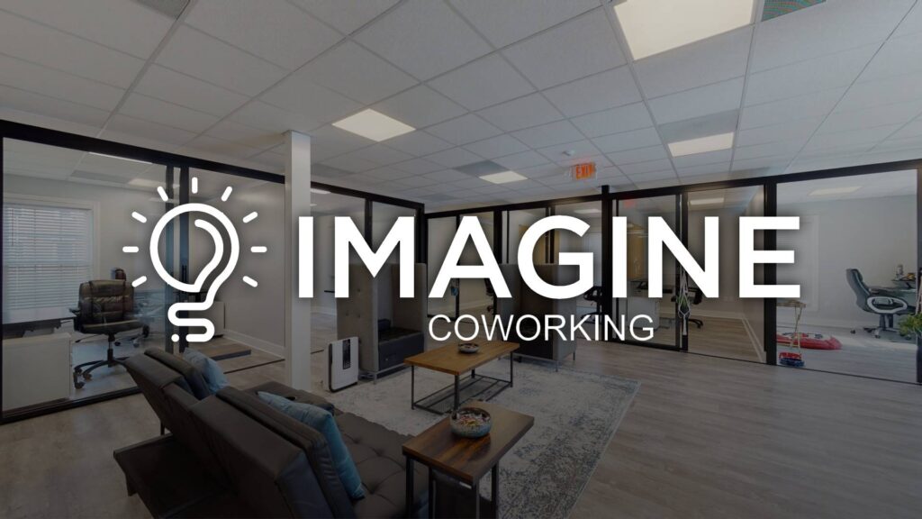 Imagine Coworking of Atlanta social share imagine featuring a picture of our coworking space in Atlanta with the logo overlayed on top