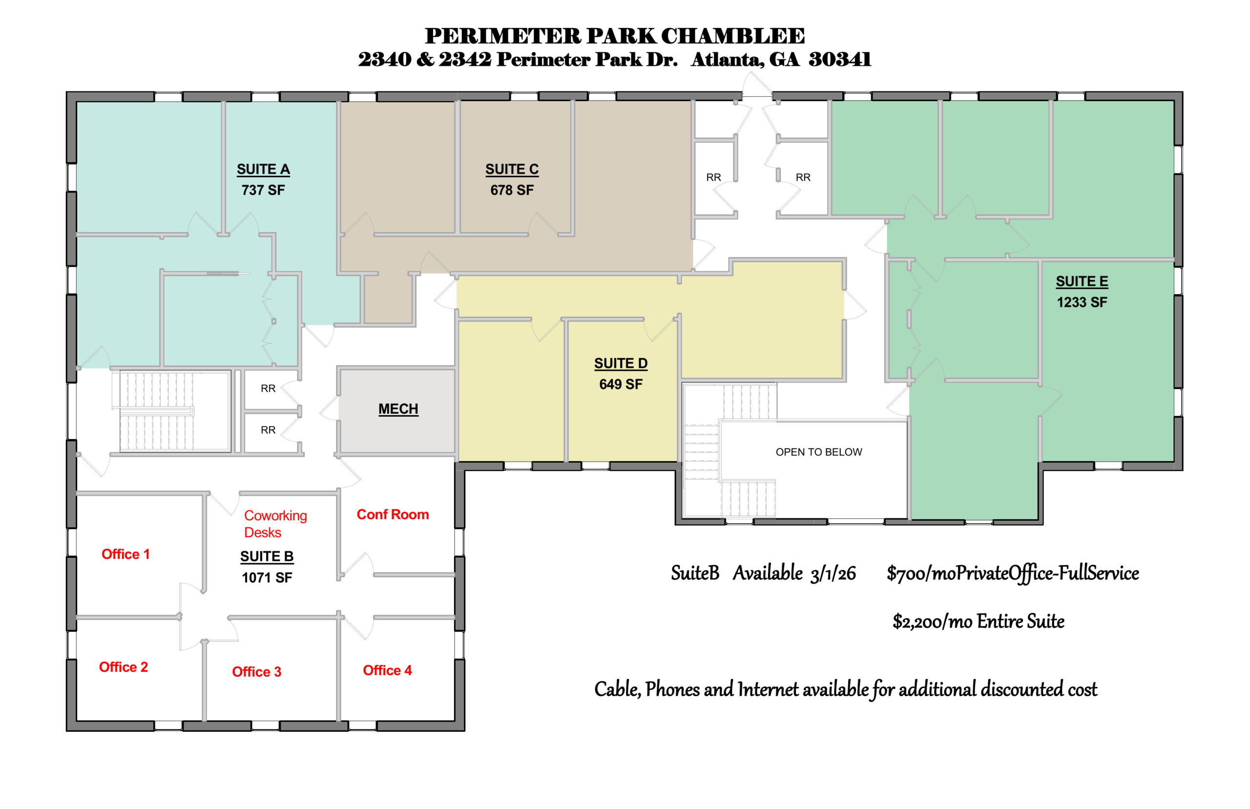 Imagine Coworking Dunwoody / Chamblee private office floor plan
